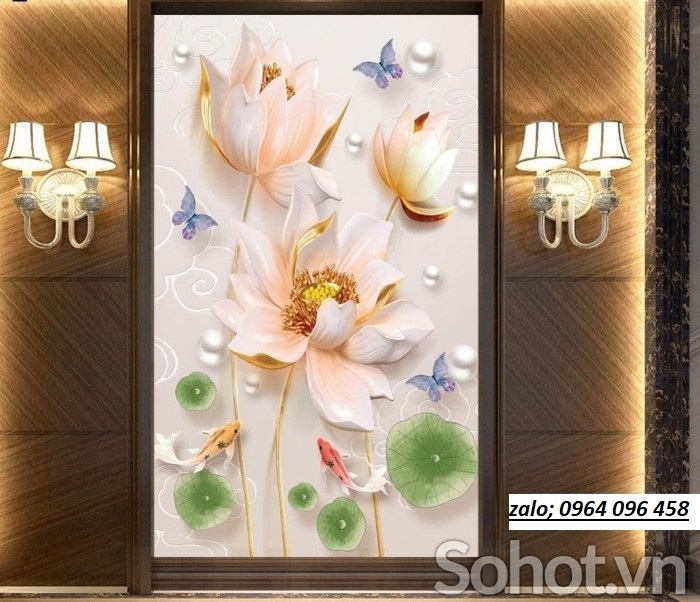 Tranh gạch hoa sen 3d - CMMN8