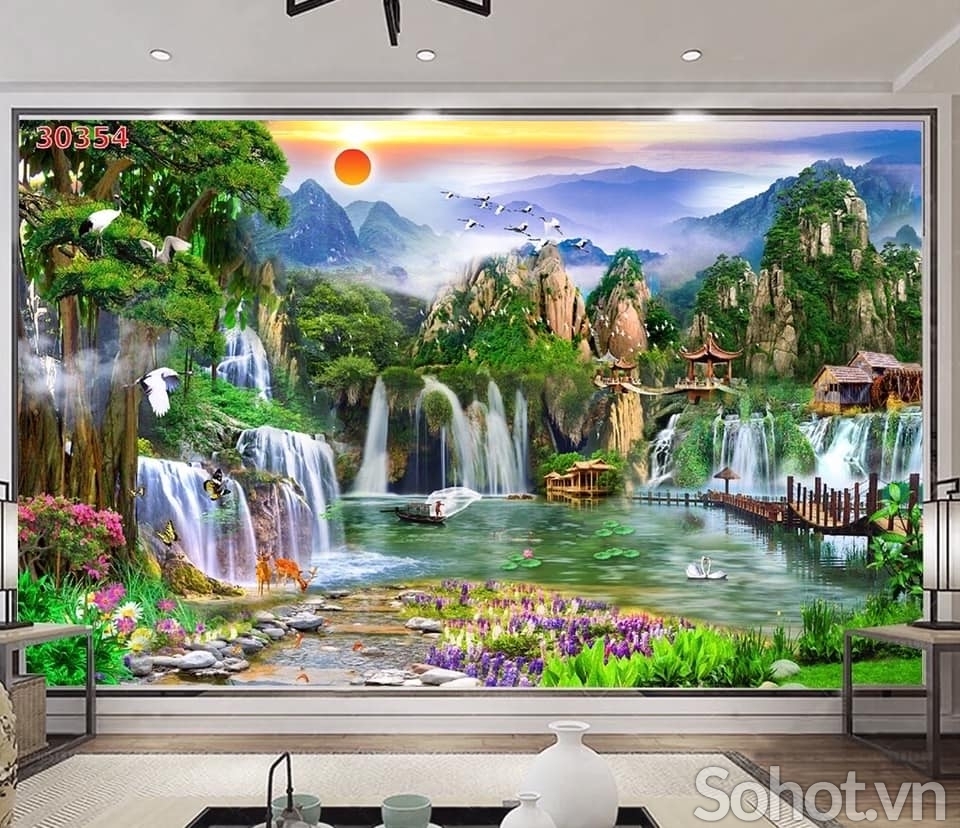 Tranh gạch 3d phong cảnh đồng quê - SVNB6