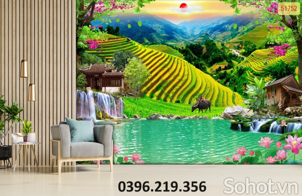 Gạch tranh 3D hình ruộng bậc thang đẹp