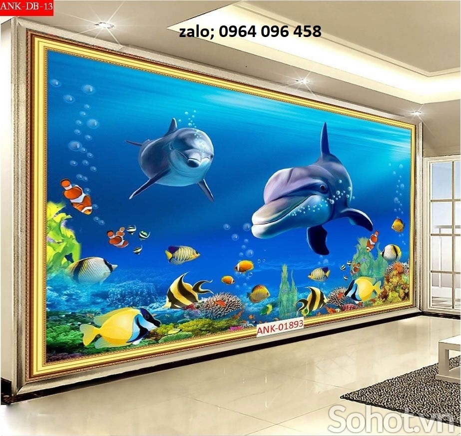 Tranh gạch 3d cá heo đại dương - SXD432