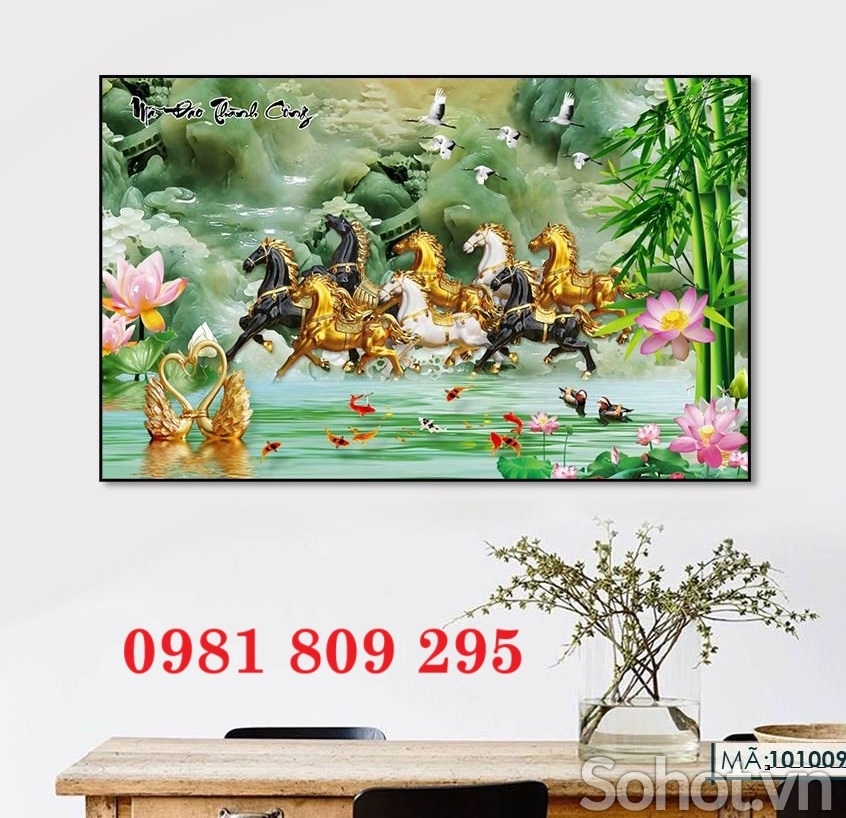 Tranh 3d ngựa ốp tường , tranh gạch