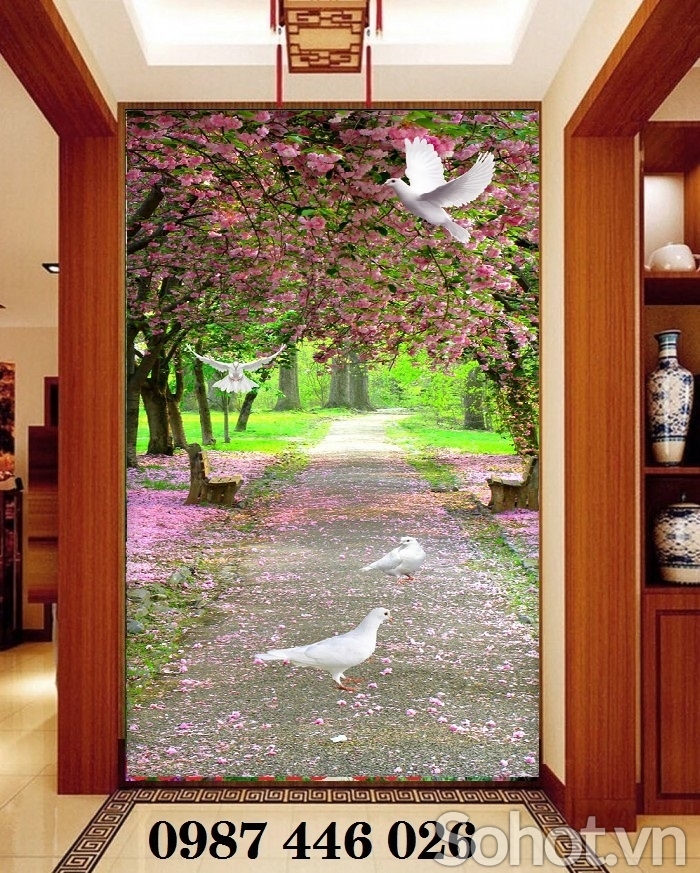 Tranh gạch men hoa đào HP0824