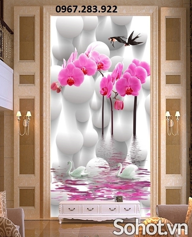 Tranh gạch 3D hoa lan trang trí nhà
