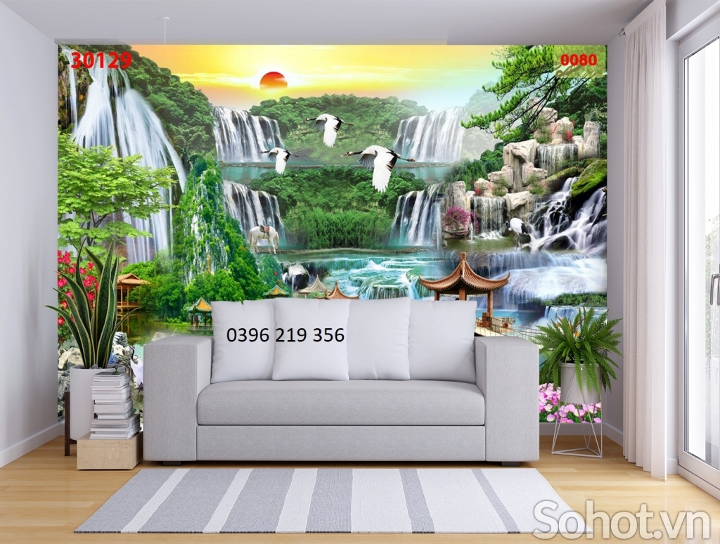 Tranh gạch men 3D Thác nước