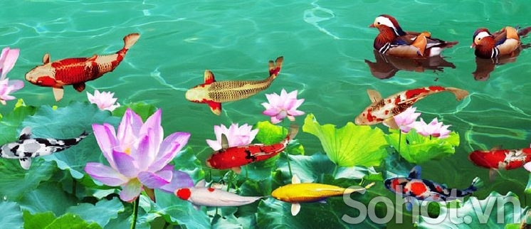 tranh gạch 3d mẫu cá chép - DL78