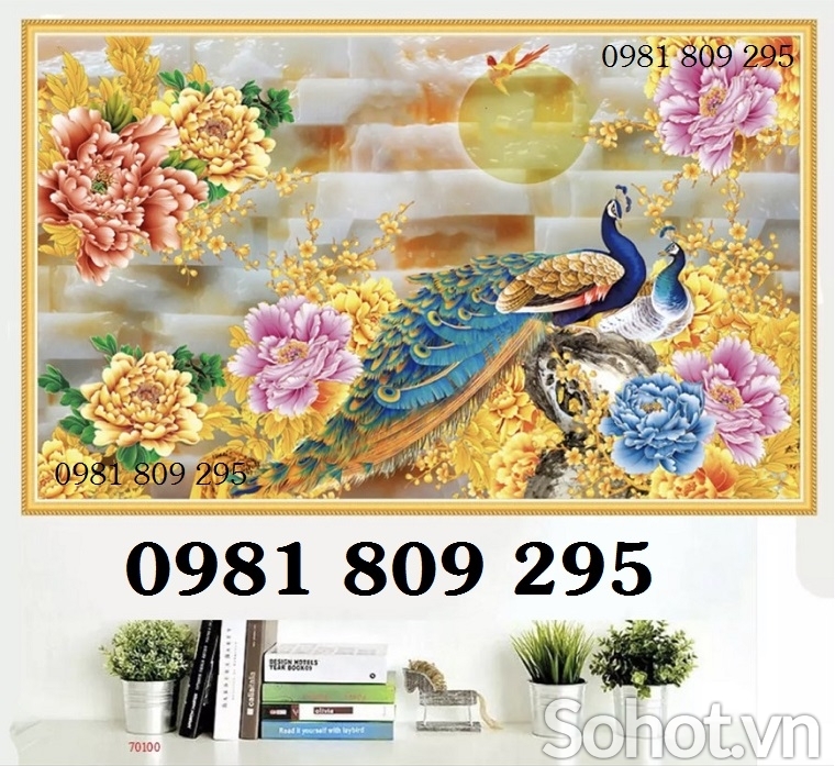 Tranh gạch men chim công phong thủy GP8767