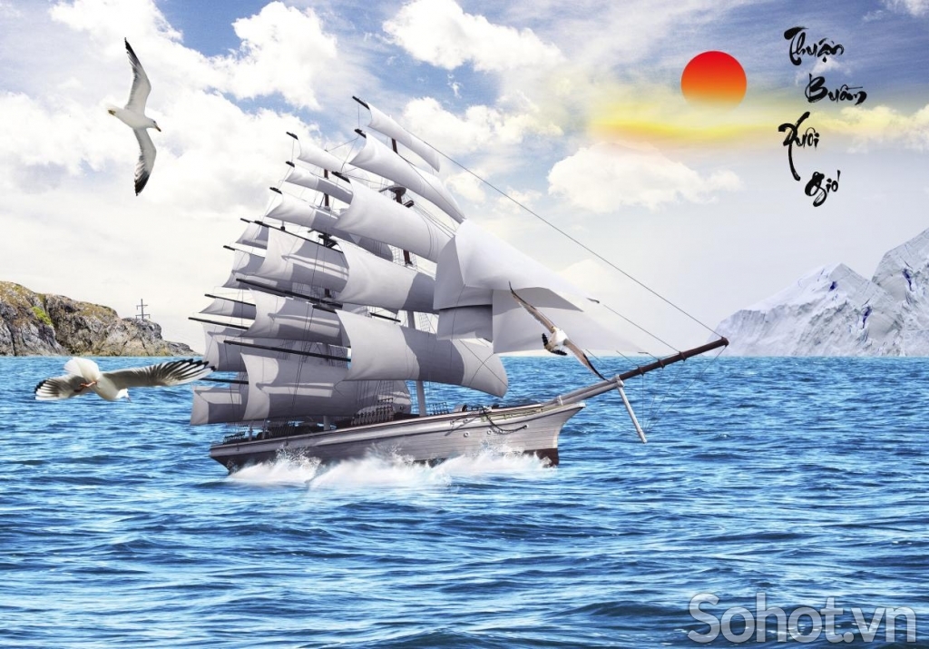 Gạch tranh 3D - thuận buồm xuôi gió