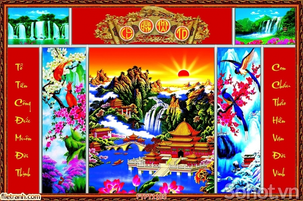 Tranh 3D- Tranh gạch phòng thờ