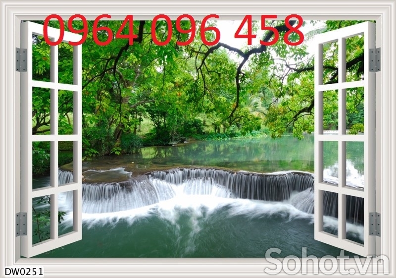 Tranh gạch ốp tường cửa sổ 3d - HCN43
