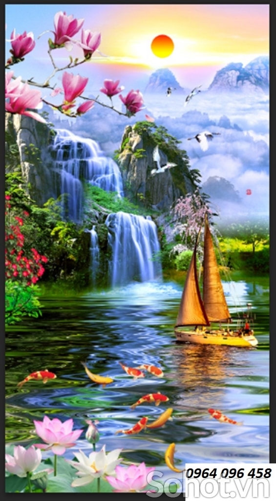 Gạch tranh 3d phong thủy phòng khách - 3DXCC