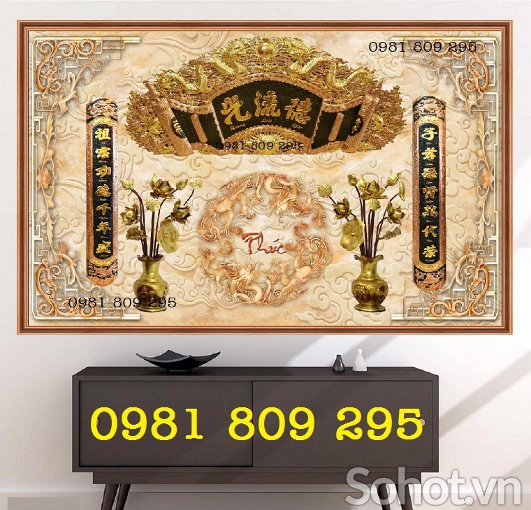 Tranh phòng thờ - gạch tranh 3d phúc lộc thọ