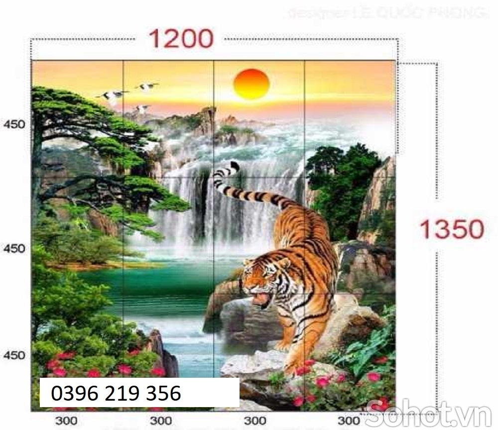 Tranh gạch trang trí đẹp hổ 3D