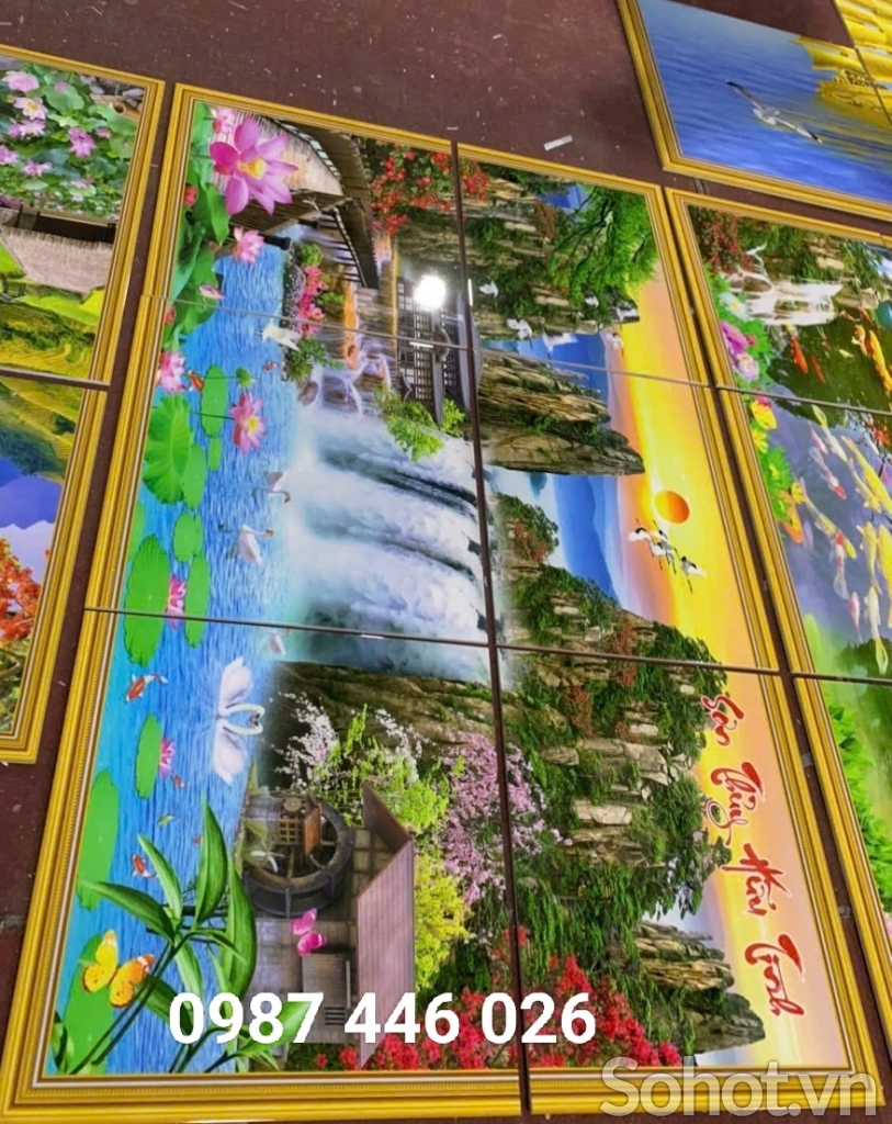 Gạch 3d ảnh thực tế tranh thác nước