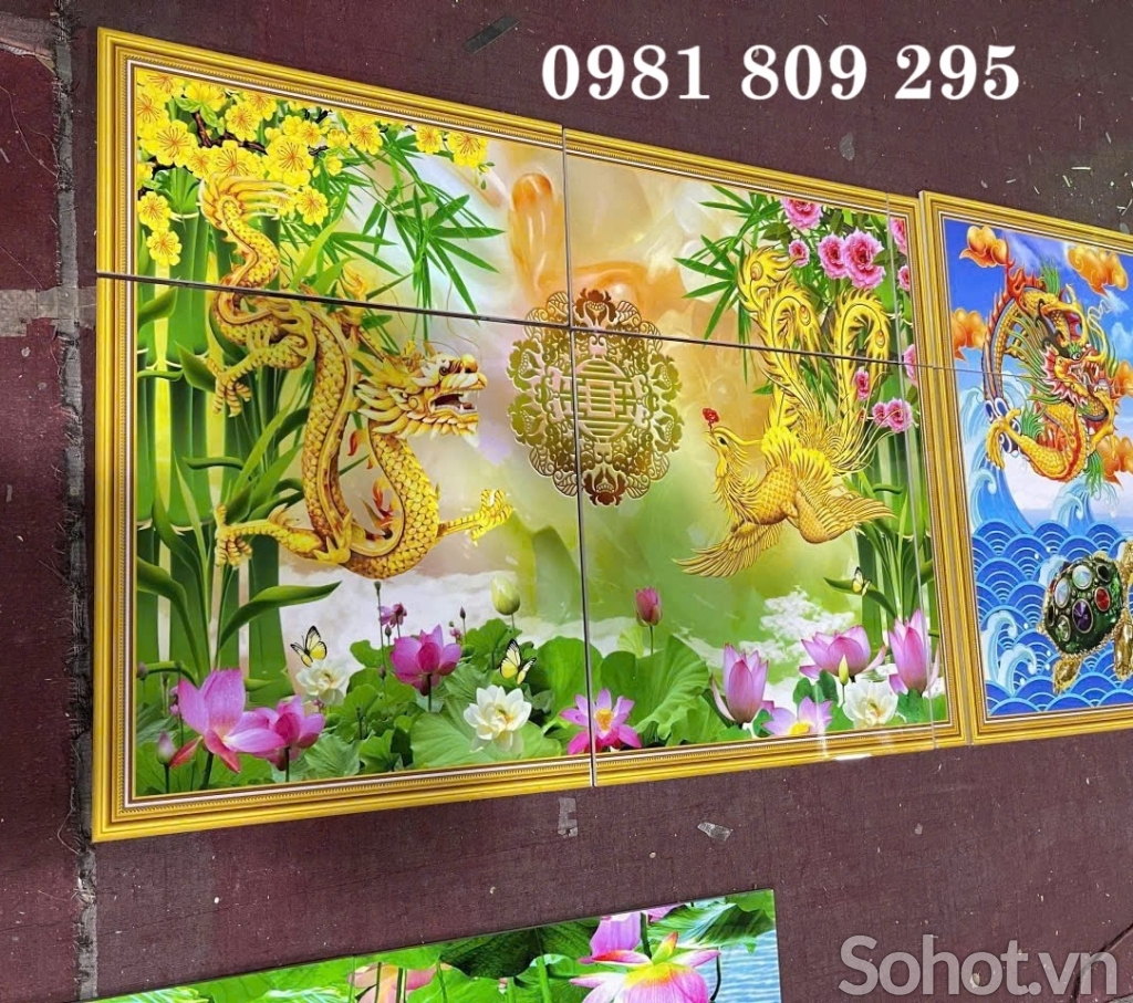 Tranh gạch 3d trang trí ốp tường rồng phượng