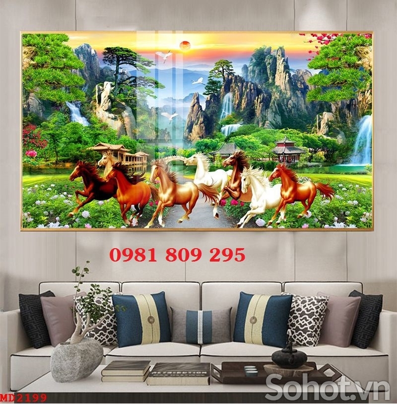 Tranh cao cấp , gạch tranh 3d ngựa