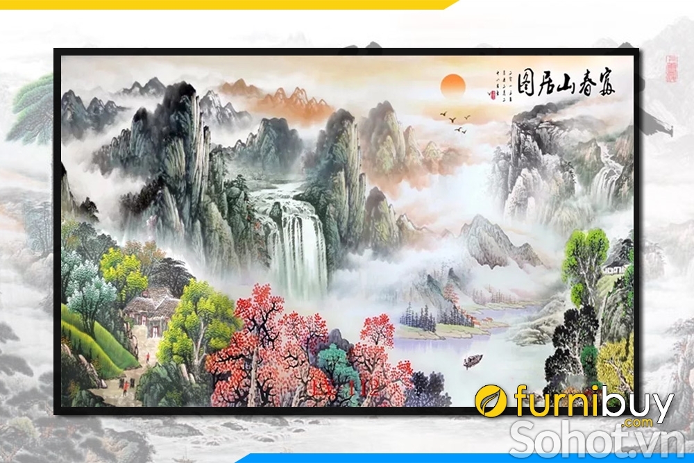 Tranh thủy mạc - tranh gạch 3d thủy mạc - SJK08