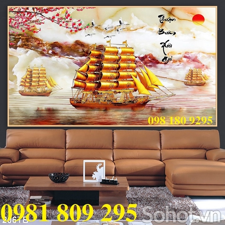 Tranh gạch men , gạch trang trí thuyền buồm