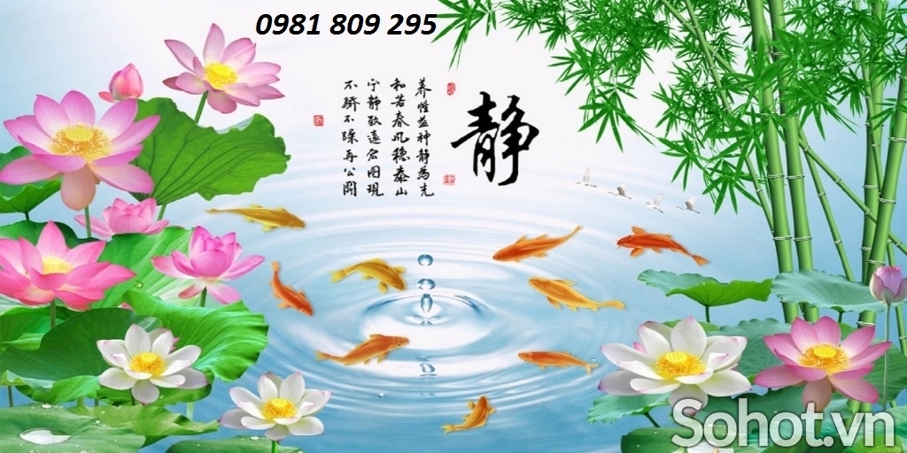 gạch tranh trang trí 3d cá chép