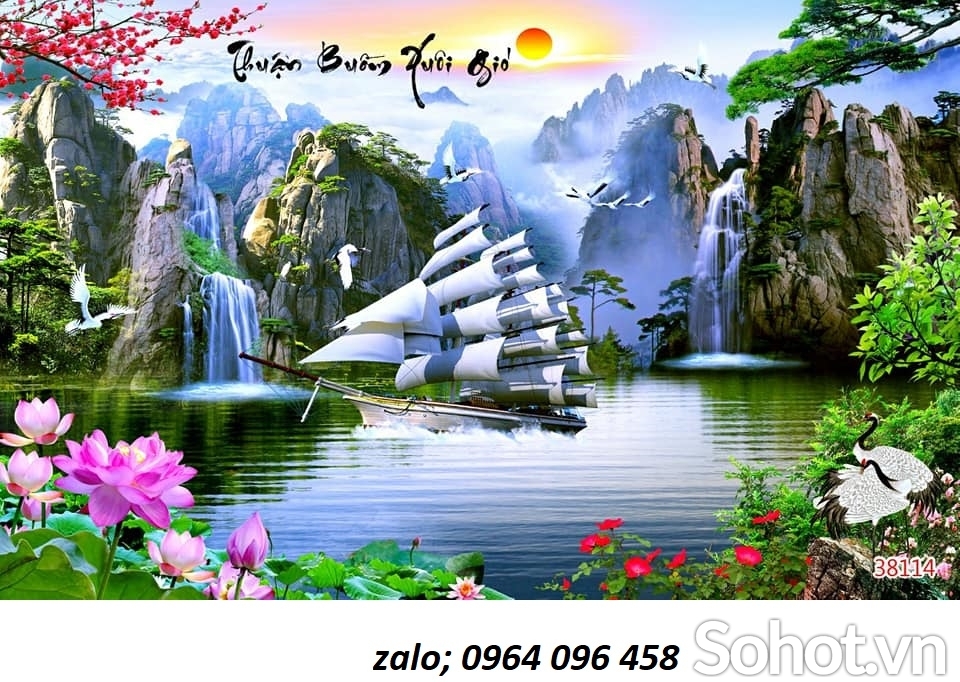Tranh gạch 3d ốp tường phong cảnh - hong thủy - 866CV