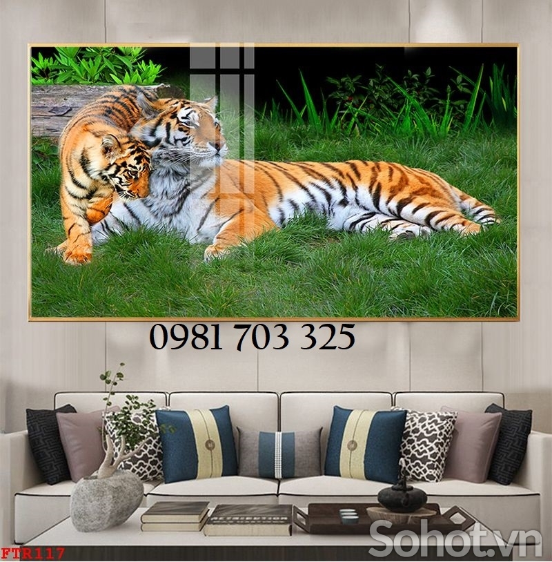 Gạch tranh hổ 3D dán tường