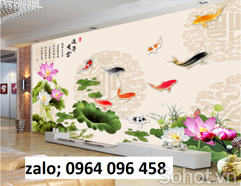 Tranh gạch ốp tường cá chép 3d - 5577CV