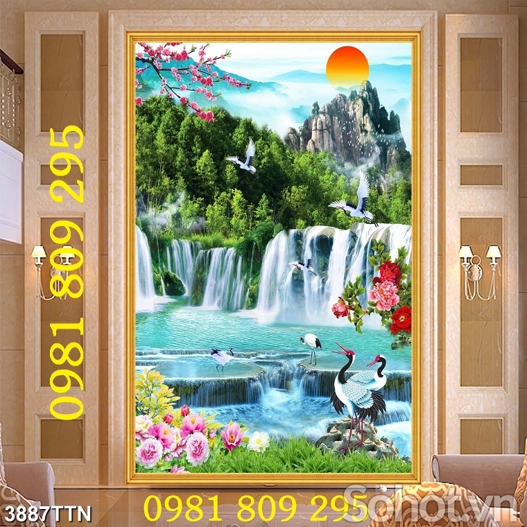 Tranh 3d phong cảnh , tranh gạch ốp hiên nhà