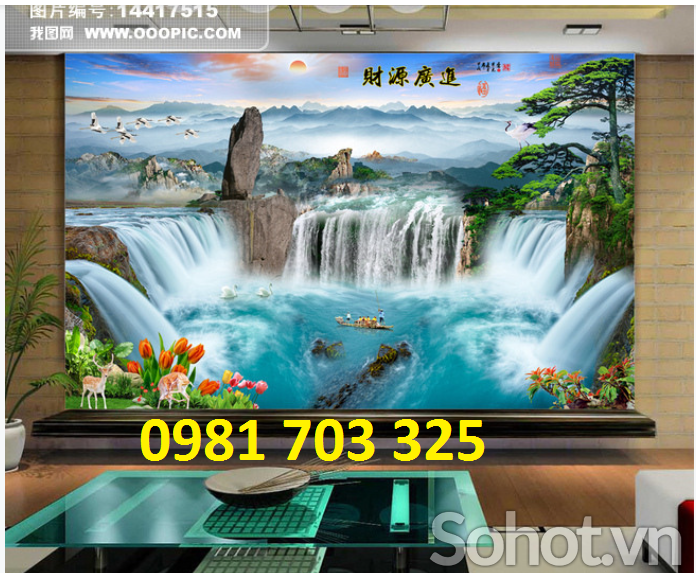 tranh 3D phong cảnh trang trí phòng khách