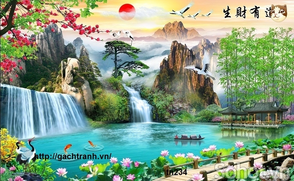 tranh gạch 3d - gạch tranh 3d phong cảnh