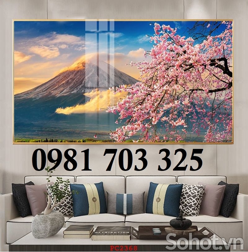 Tranh gạch phong cảnh hoa đào