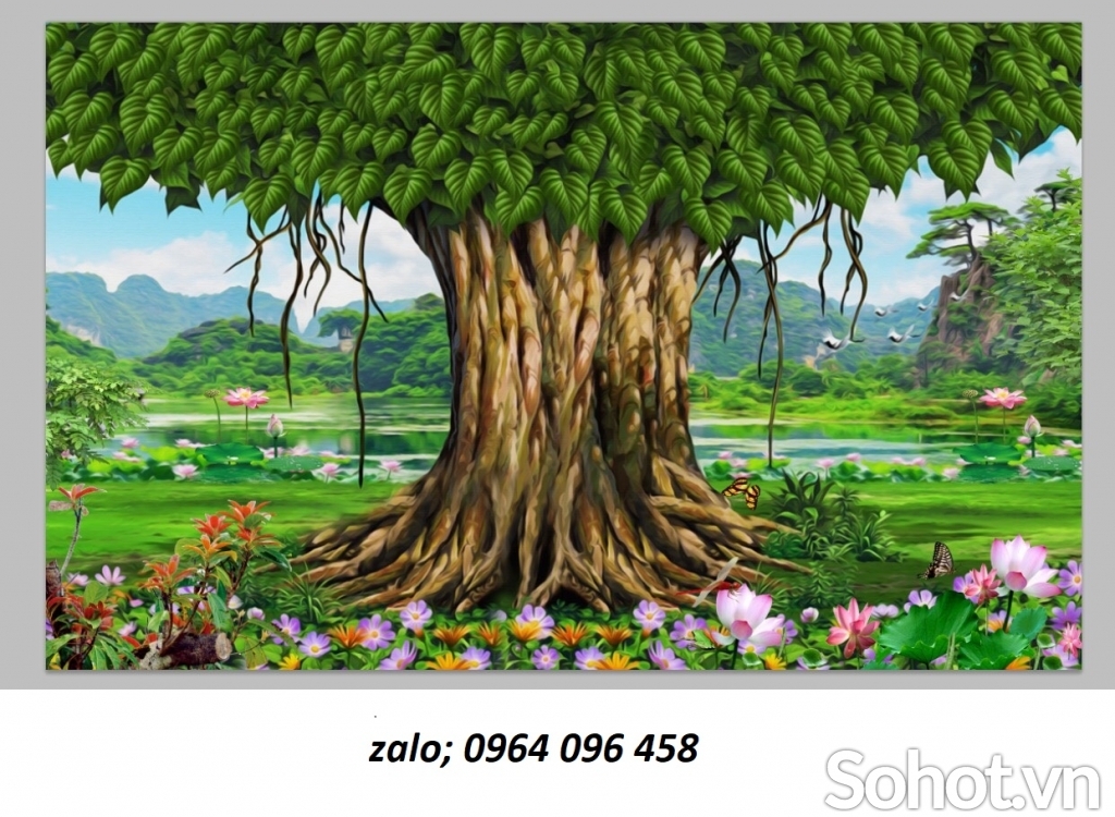 Tranh gạch 3d tranh cây bồ đề - SCX43