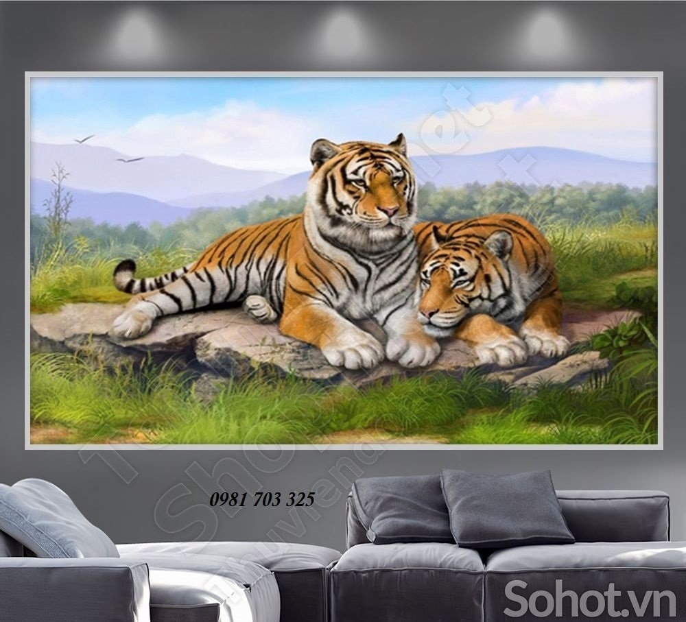 Tranh gạch hổ phong thủy đẹp