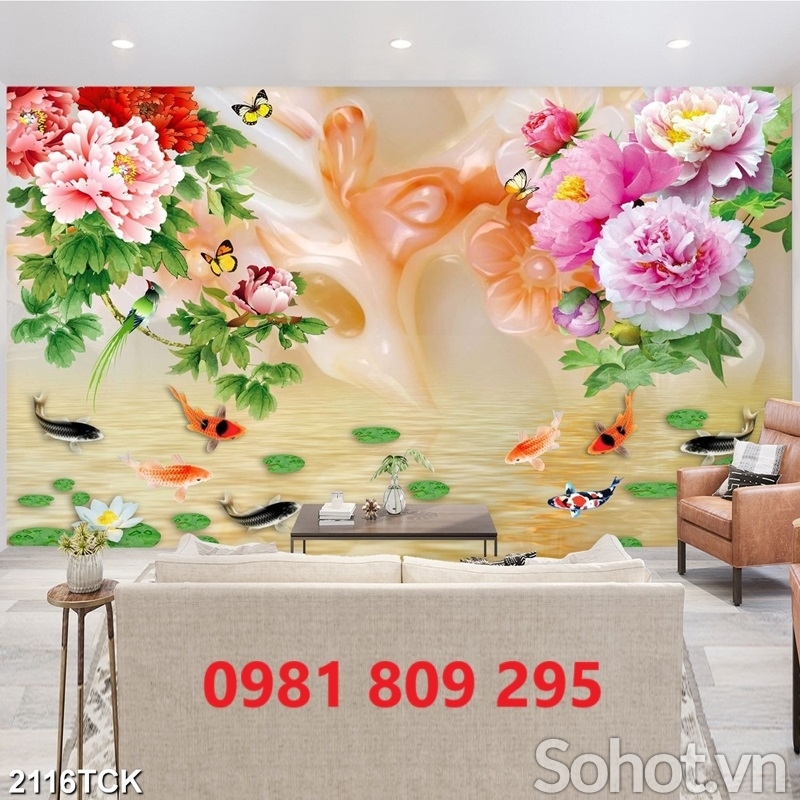 Tranh gạch men , gạch ốp tường hoa mẫu đơn