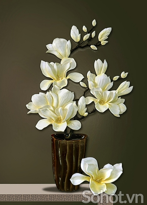 Tranh họa tiết bình hoa