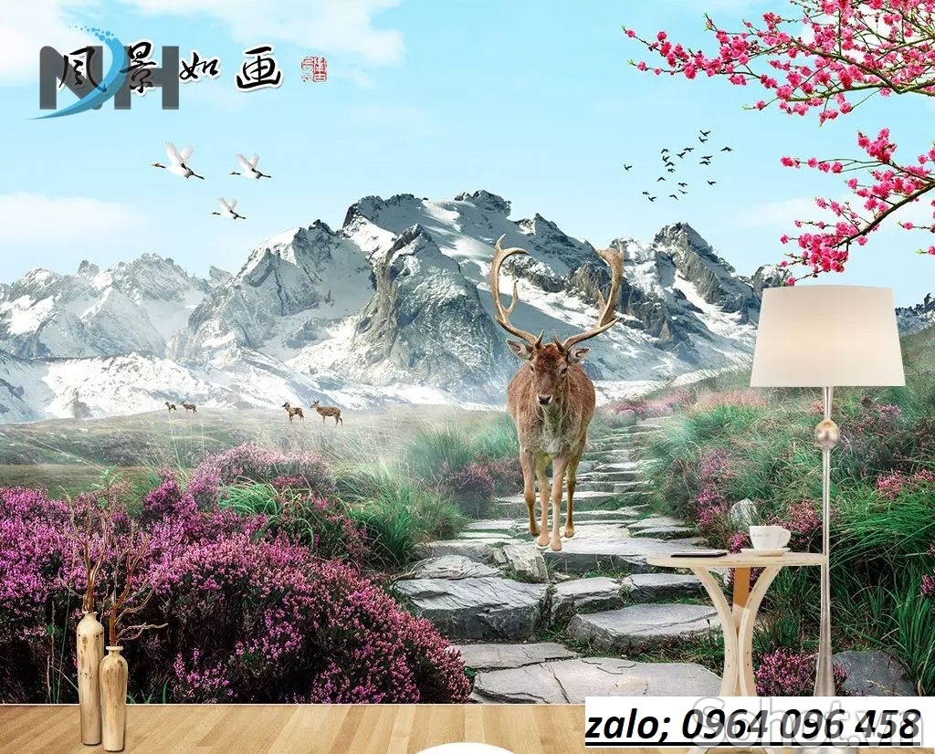 Tranh gạch 3d mây núi - KF44