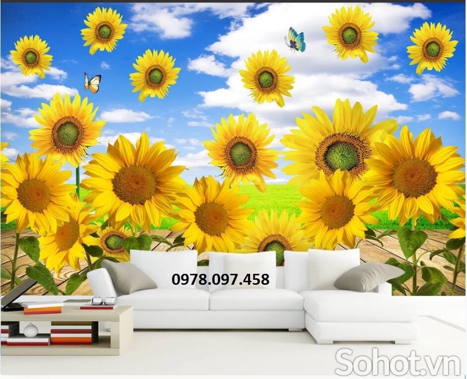 Hoa mặt trời - tranh gạch 3D