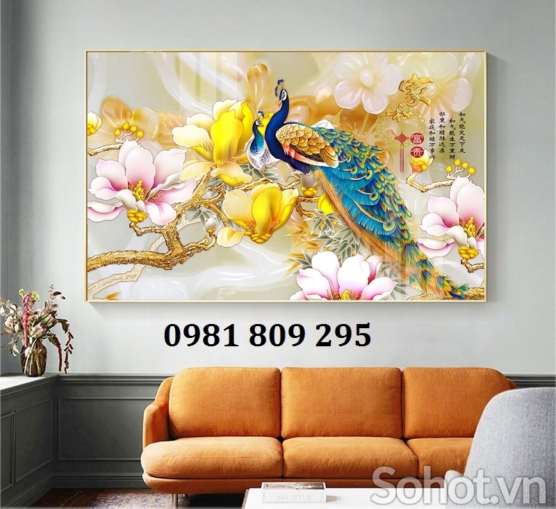 Gạch men con công , tranh gạch , gạch 3d  JP5697