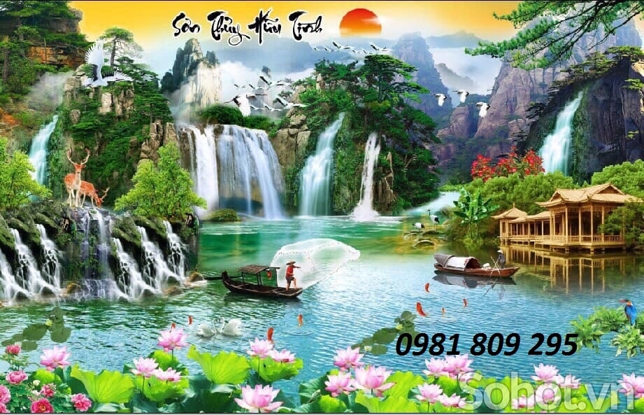 tranh 3d phong cảnh làng quê