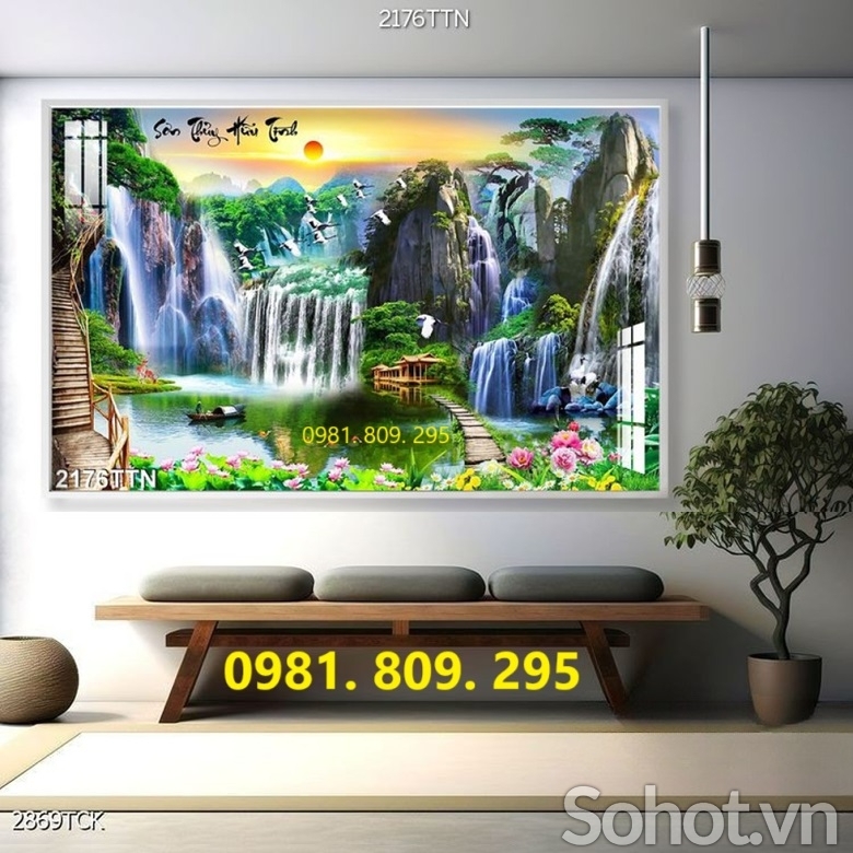Gạch tranh mới 3d , tranh ốp phòng khách HQ999