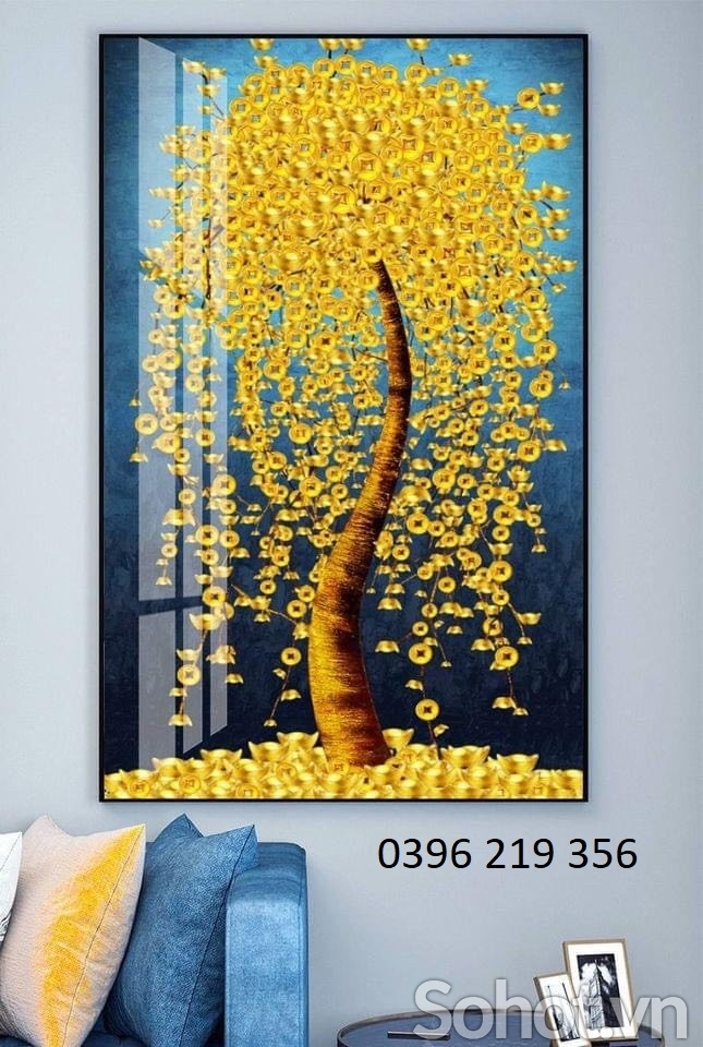 Tranh gạch men - Tranh phong thủy Cây Kim Tiền