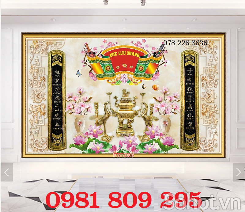 Gạch tranh phòng thờ gia tiên