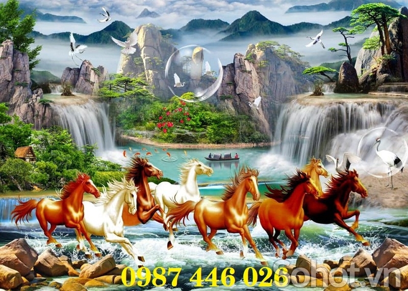 Tranh ngưa, tranh bát mã, gạch ốp tươgf