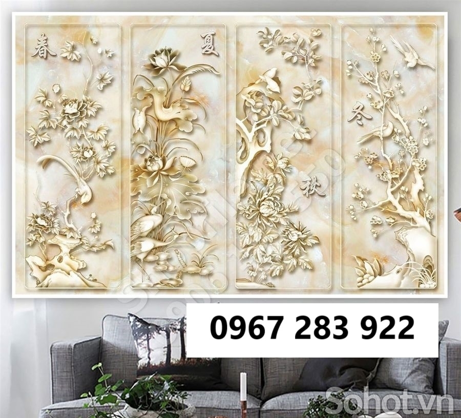 Tranh gạch tứ quý sang trọng