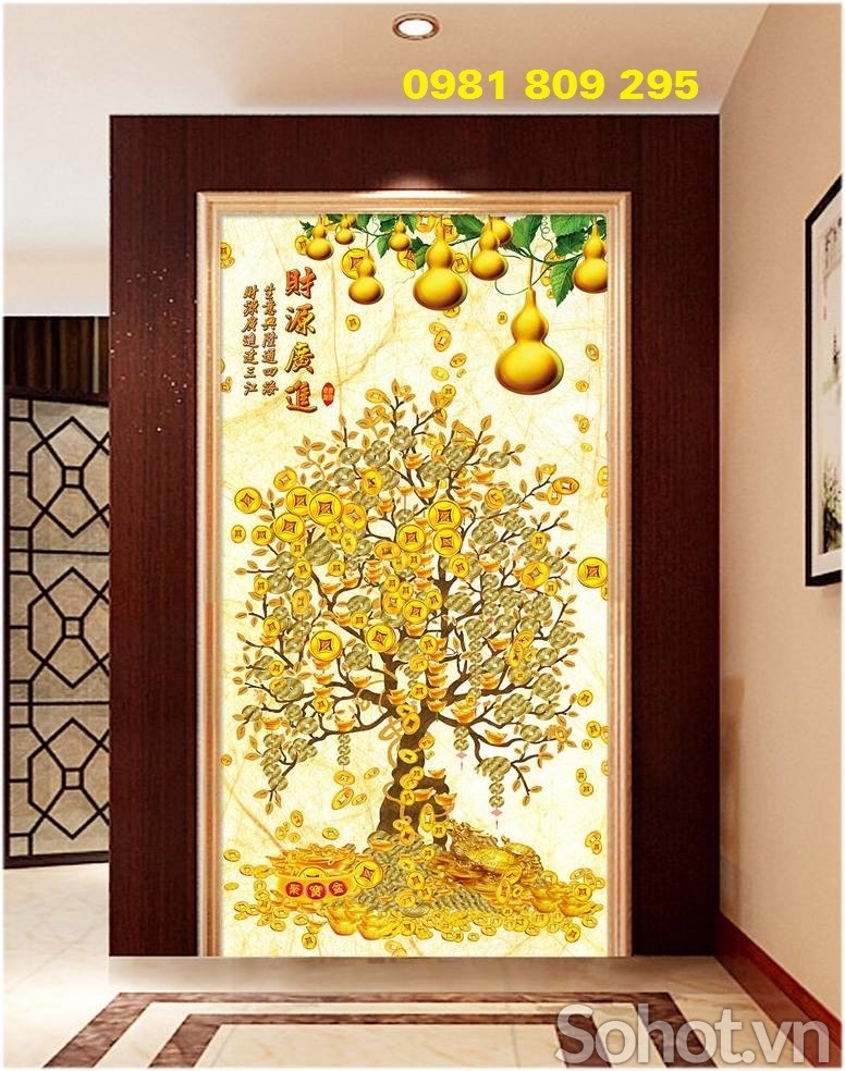 Tranh gạch cây kim tiền H976