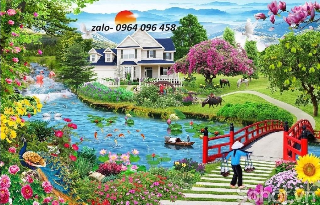 Tranh gạch 3d phong cảnh đồng quê - MNB65