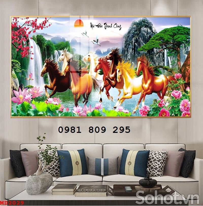 Mẫu tranh gạch 3d Mã đáo thành công HP333