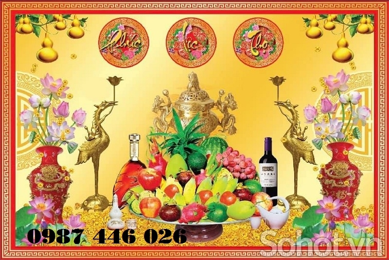 Gạch tranh ốp tường ban thờ HP68282