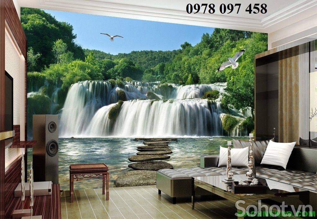 Tranh thác nước treo tường