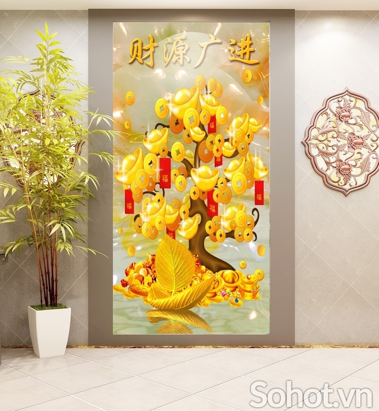 Tranh gạch 3d tranh cây kim tiền - SCX322