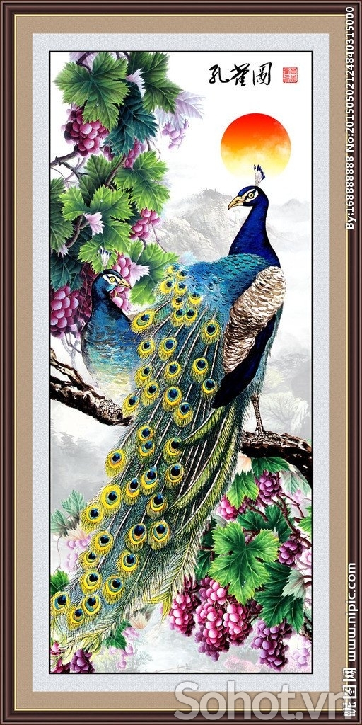 Gạch 3d tranh chim công - HF3