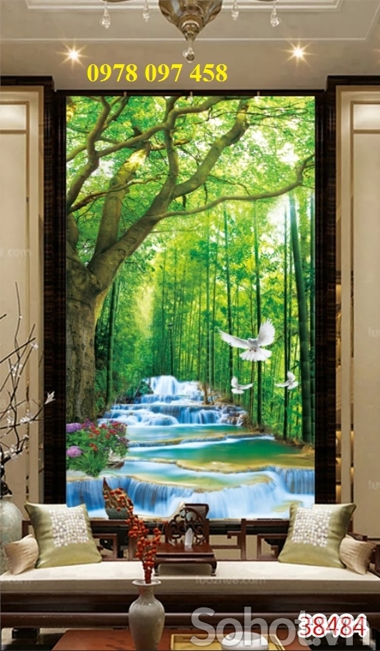 Tranh gạch 3D tranh thác nước